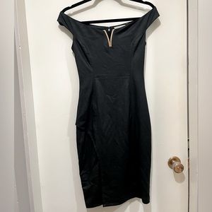 ANTHROPOLGIE Mustard Seed Boat Neck Gold V Slit Midi Size Small